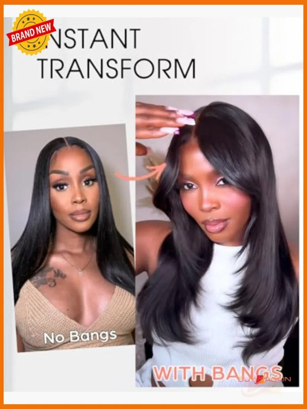 Face-Framing Layered Curtain Bangs Glueless Lace Front Wig 6x6 Human Hair 18